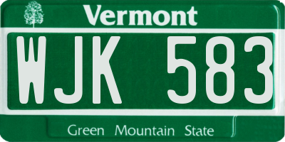 VT license plate WJK583
