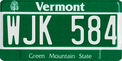 VT license plate WJK584