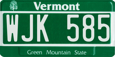 VT license plate WJK585