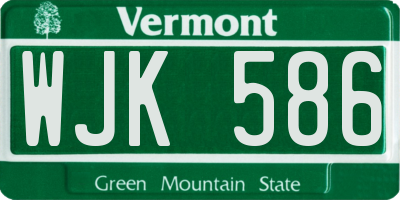 VT license plate WJK586