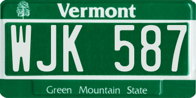 VT license plate WJK587