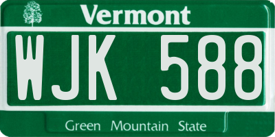 VT license plate WJK588