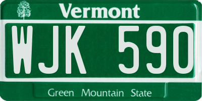 VT license plate WJK590
