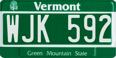 VT license plate WJK592