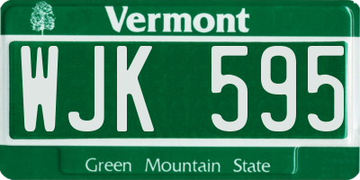 VT license plate WJK595