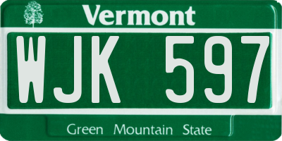VT license plate WJK597