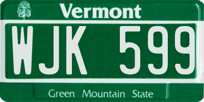 VT license plate WJK599