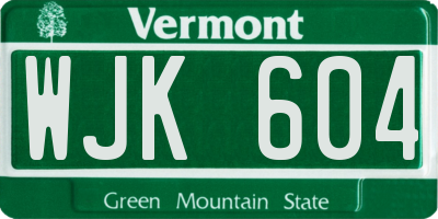 VT license plate WJK604