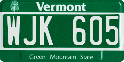 VT license plate WJK605