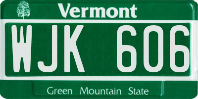 VT license plate WJK606