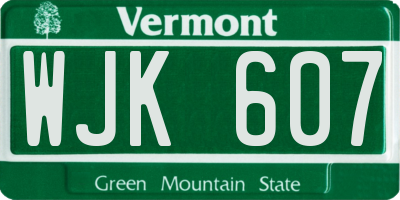 VT license plate WJK607