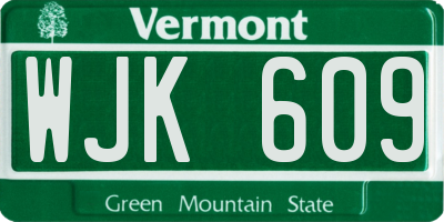 VT license plate WJK609