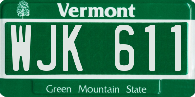 VT license plate WJK611