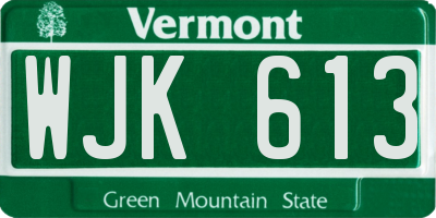 VT license plate WJK613