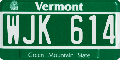 VT license plate WJK614