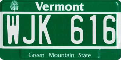 VT license plate WJK616