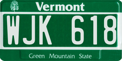 VT license plate WJK618