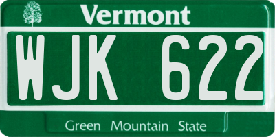 VT license plate WJK622