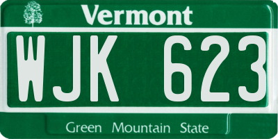 VT license plate WJK623