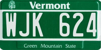 VT license plate WJK624
