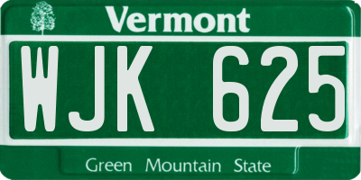 VT license plate WJK625