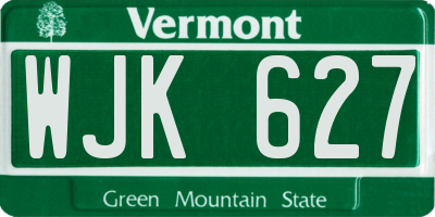 VT license plate WJK627