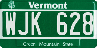 VT license plate WJK628
