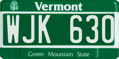 VT license plate WJK630