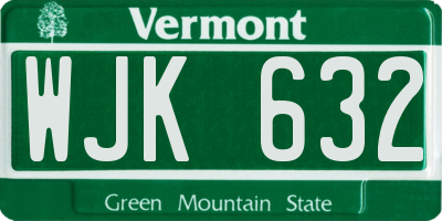 VT license plate WJK632