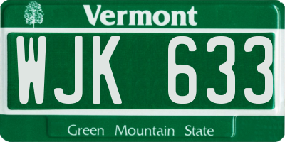 VT license plate WJK633