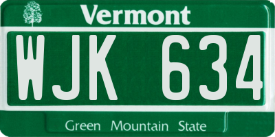 VT license plate WJK634