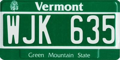 VT license plate WJK635