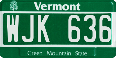 VT license plate WJK636