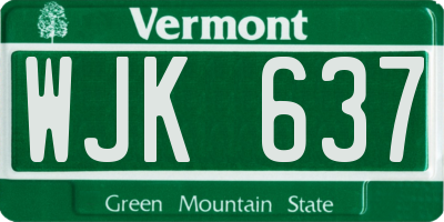 VT license plate WJK637