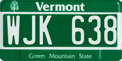 VT license plate WJK638