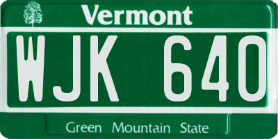 VT license plate WJK640