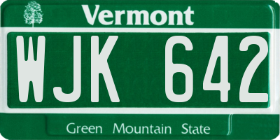 VT license plate WJK642