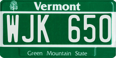 VT license plate WJK650