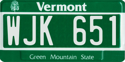 VT license plate WJK651