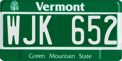 VT license plate WJK652