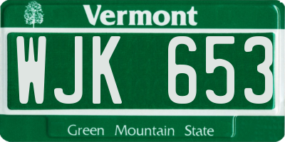 VT license plate WJK653