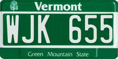 VT license plate WJK655