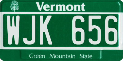 VT license plate WJK656