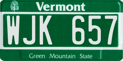 VT license plate WJK657