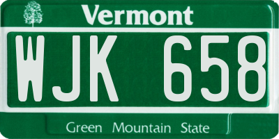 VT license plate WJK658