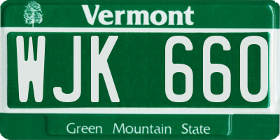 VT license plate WJK660
