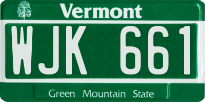 VT license plate WJK661