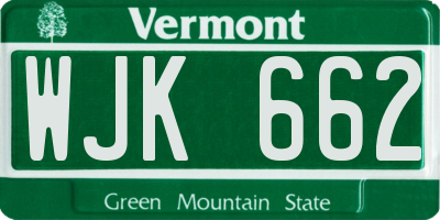 VT license plate WJK662