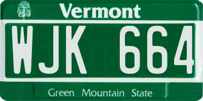 VT license plate WJK664