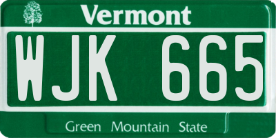 VT license plate WJK665